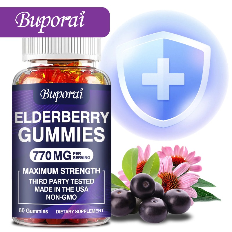 Health Wellness Gummies - Elderberry Gummies - with Vitamin C,