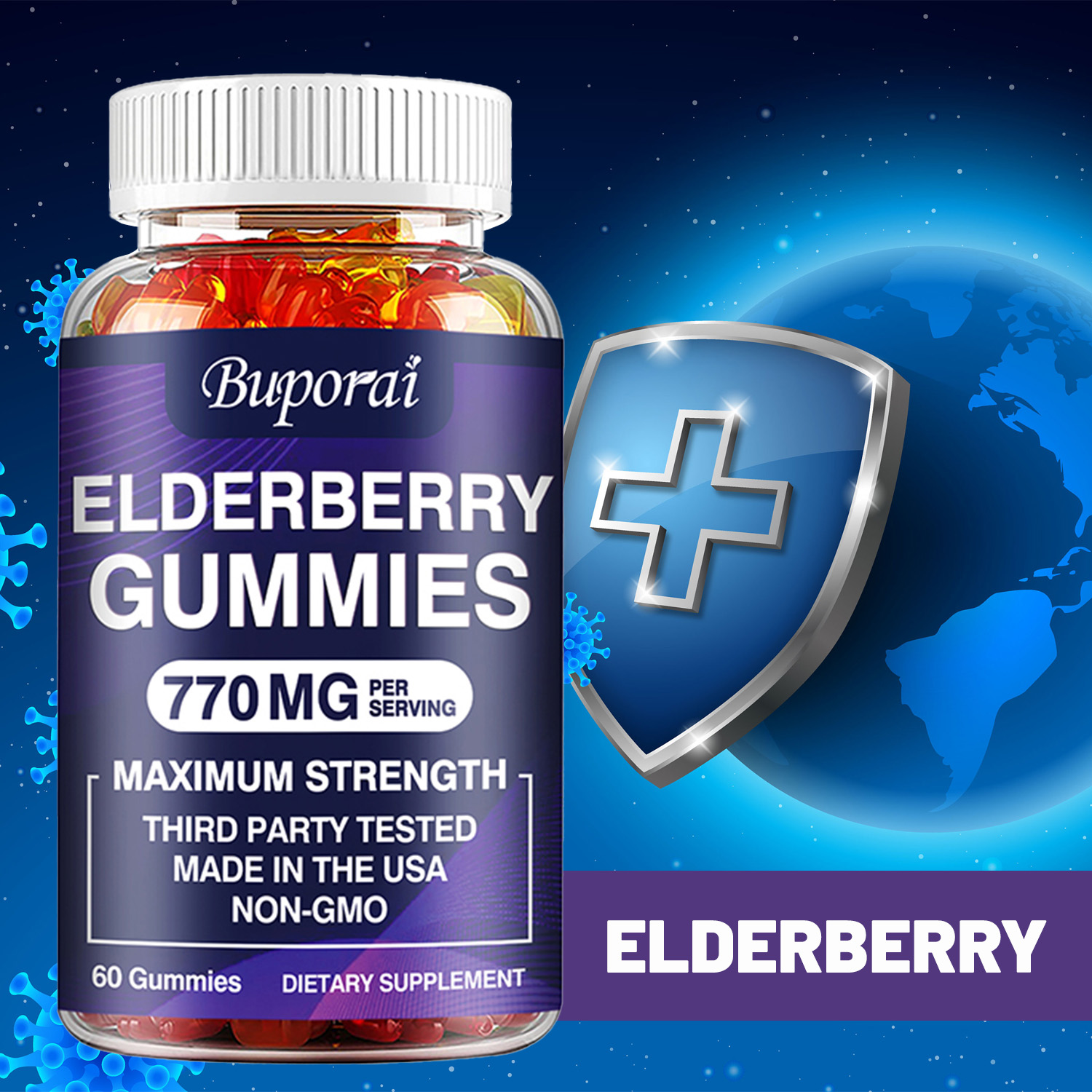 Health Wellness Gummies - Elderberry Gummies - Antioxidants, Boost Immunity,