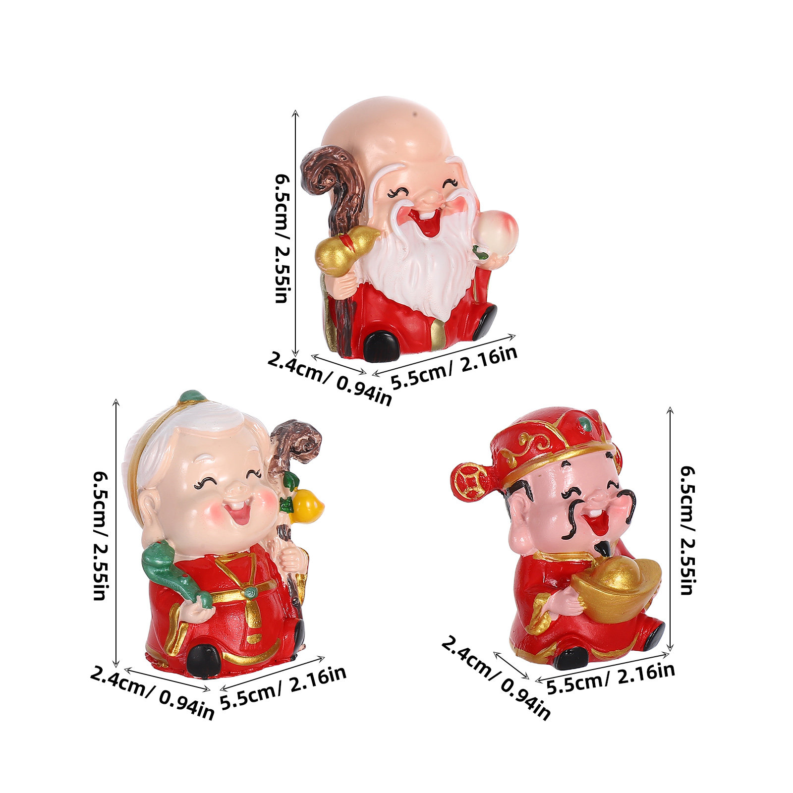 3Pcs Resin Chinese Elder Figur - Longevity Health & Wellness Hotel avaliação e preço